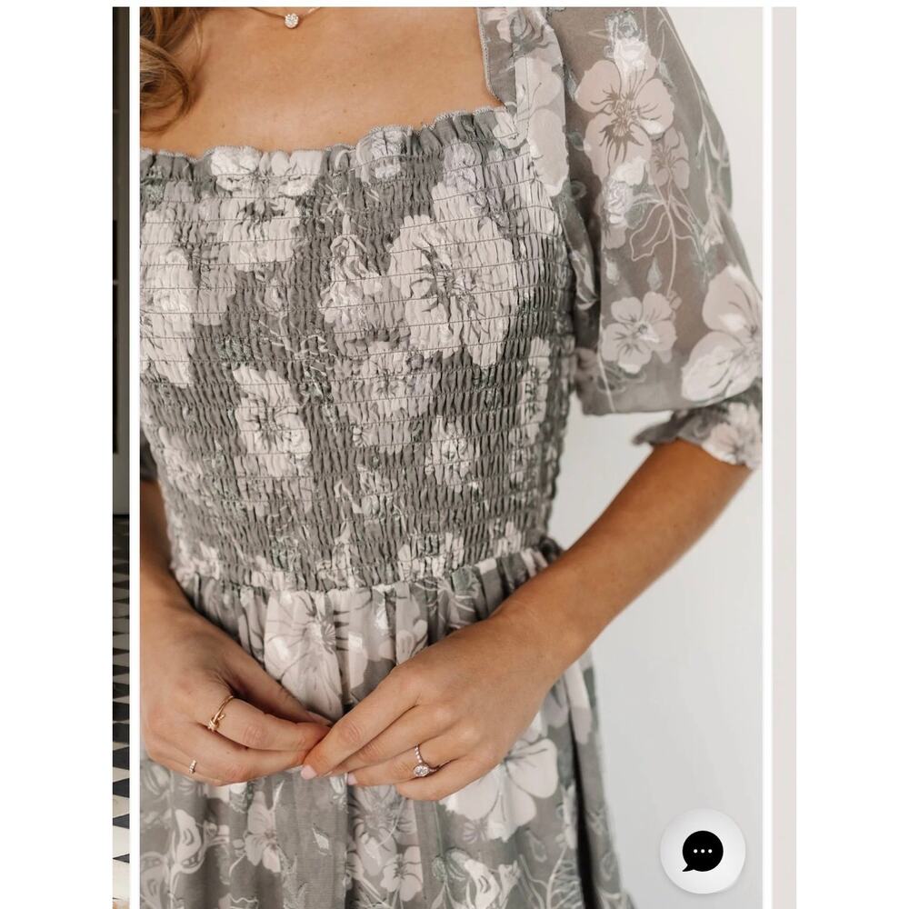 Baltic Born Fabian Jacquard Floral Midi Dress Sage Size Large NWT - Picture 4 of 6